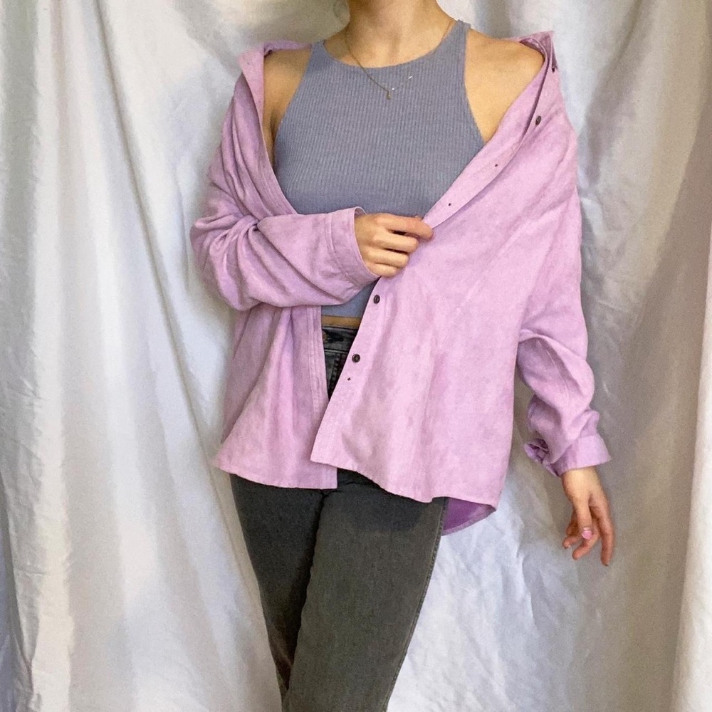 NORTHERN REFLECTIONS | Lavender Suede Botton Up Blouse